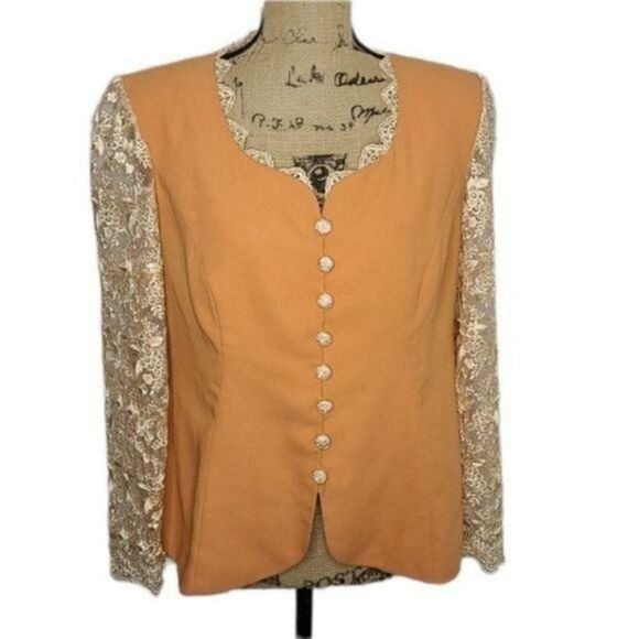 Vintage Handmade Victorian Lace Brocade Romantic Jacket - Picture 2 of 15